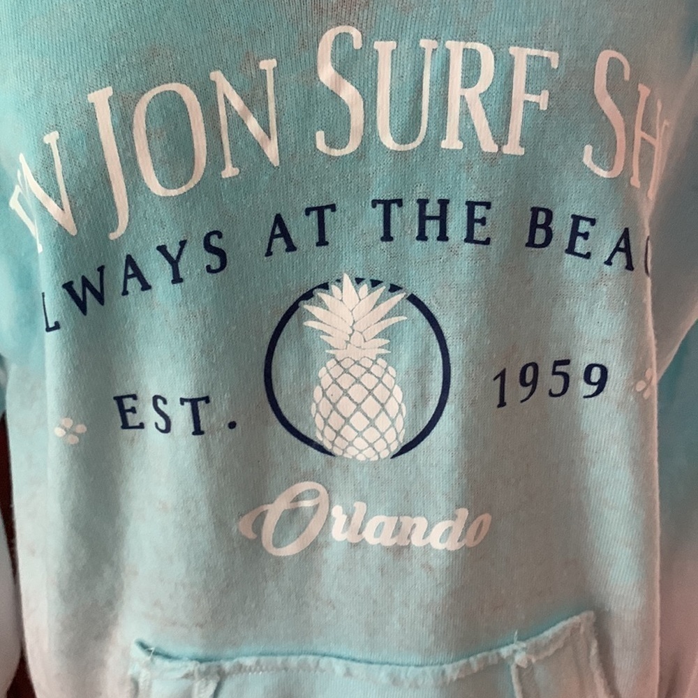 Sweatshirt Ron Jon hoodie ombré aqua white Orlando soft - Picture 2 of 13
